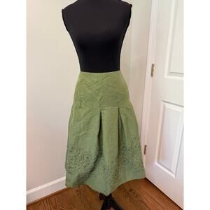 Dana Buchman Vintage Inspired Skirt in Olive Green with Embellishments on Hem